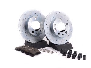 ES#3157866 - K847 - Power Stop Z23 Evolution Sport Rear Brake Kit (232mm) - A direct-fit upgrade with drilled & slotted zinc-plated rotors and low-dust carbon-fiber ceramic pads. - Power Stop - Audi Volkswagen