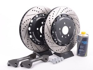 ES#3219286 - 003883ECS03KT3 - Front Big Brake Kit - Stage 2 - 2-Piece Rotors (380x34) - A direct fit kit that utilizes your stock calipers and upgrades to large 380mm rotors - ECS - Audi