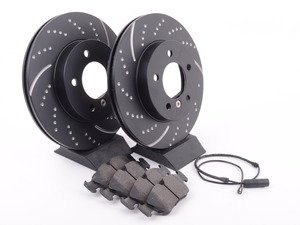 ES#2795962 - 34116855152KT7 - Performance Front Brake Service Kits  - Featuring ECS V5 drilled & slotted brake rotors and ECS EP24 "Enthusiast Performance" brake pads. - Assembled By ECS - BMW