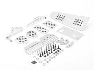 ES#2839366 - A143P6059DSLVSLV - 4 Piece Pedal Set - Rubber Grip - Silver Pedals / Silver Extensions - Adjustable Throttle, Brake, Clutch, and Dead Pedal that accepts OEM Dome Decal Crest - Rennline - Porsche
