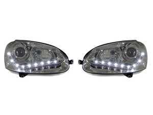 ES#3220984 - D41-1102P-LDEM1 - R8 Style Projector Headlight Set - Chrome - (NO LONGER AVAILABLE) - Features Audi style LED daytime running lights and projector housings - Depo - 