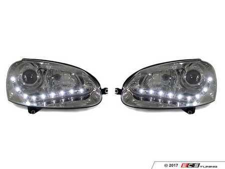 ES#3220984 - D41-1102P-LDEM1 - R8 Style Projector Headlight Set - Chrome - (NO LONGER AVAILABLE) - Features Audi style LED daytime running lights and projector housings - Depo - 