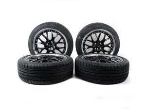 ES#1599486 - 36112161469 - R90 MINI Cross Spoke Composite Wheels 17" (4x100) Black - Set Of Four With Tires *Small nick on Wheel* - (NO LONGER AVAILABLE) - BBS 2 piece wheels featured with Pirelli P Zero RF Summer tires or Dunlop SP RF : RDC LC 9/2009+ - Genuine MINI - 