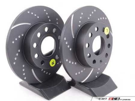 ES#521604 - GD1284 - Rear Slotted & Dimpled Brake Rotors - Pair (260x12) - Reduce brake fade and add stopping performance - EBC - Audi Volkswagen