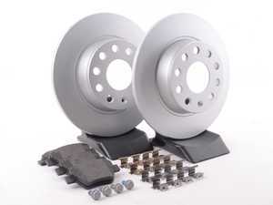ES#3145586 - ESK5667 - Power Stop Euro-Stop Coated Rear Brake Kit (272mm) - A premium OE-equivalent rear axle upgrade featuring ECE-R90 certified brake pads, genuine Geomet coated high-carbon smooth rotors, and premium installation hardware. - Power Stop - Volkswagen