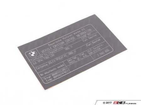 ES#185115 - 71227580936 - Exhaust Emissions Label - Genuine BMW - BMW