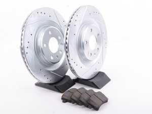 ES#3194979 - K5678 - Power Stop Z23 Evolution Sport Front Brake Kit (288mm) - A performance front axle upgrade featuring precision cross-drilled & slotted rotors, low-dust carbon-fiber ceramic pads, and a premium stainless steel hardware kit. - Power Stop - Audi