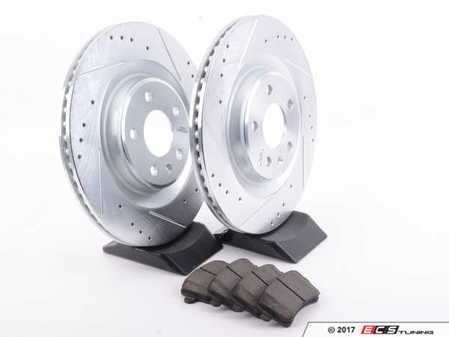 ES#3194979 - K5678 - Z23 Evolution Sport Performance Rear Brake Service Kit - Includes Evolution Tru-Cast Drilled & Slotted rotors paired with Evolution Sport Pads - Power Stop - Audi