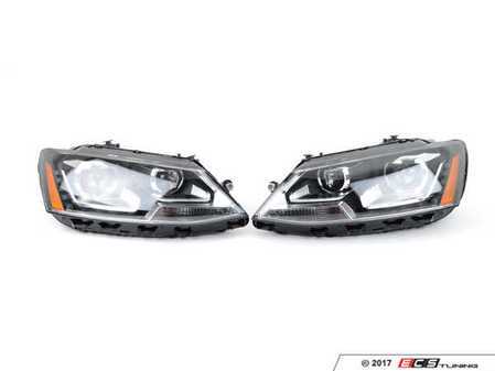 ES#3220801 - PR0JHVJ11-DRL-BK - OE Style Projector Headlight Set - Black - Features LED DRLs and dual-projectors in blacked-out housings - Spyder - Volkswagen