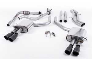 ES#3240936 - SSXAU658 - Cat-Back Exhaust System - Non-Resonated (Louder) - 2.50" stainless steel with quad GT-90 cerakote black tips - Milltek Sport - Audi