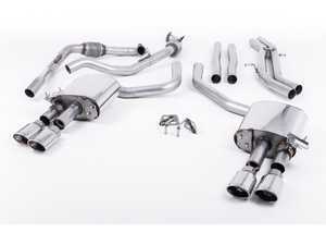 ES#3240940 - SSXAU659 - Cat-Back Exhaust System - Non-Resonated (Louder) - 2.50" stainless steel with quad polished oval tips - Milltek Sport - Audi