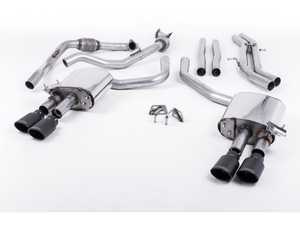 ES#3240929 - SSXAU656 - Cat-Back Exhaust System - Non-Resonated (Louder) - 2.50" stainless steel with quad Cerakote black velvet oval tips - Milltek Sport - Audi