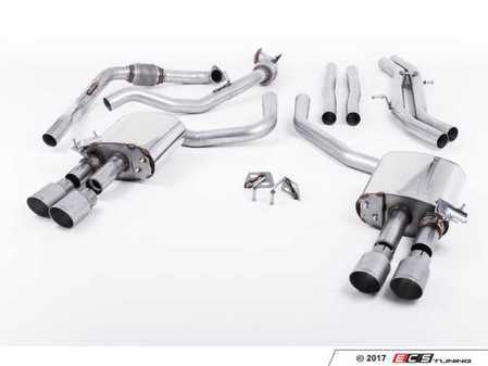ES#3240938 - SSXAU657 - Cat-Back Exhaust System - Non-Resonated (Louder) - 2.50" stainless steel with quad GT-90 titanium tips - Milltek Sport - Audi