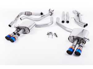 ES#3240935 - SSXAU654 - Cat-Back Exhaust System - Non-Resonated (Louder) - 2.50" stainless steel with quad GT90 burnt titanium tips - Milltek Sport - Audi