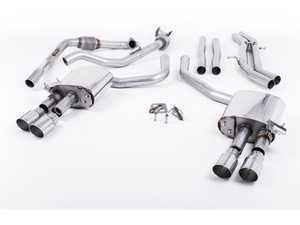 ES#3240937 - SSXAU655 - Cat-Back Exhaust System - Non-Resonated (Louder) - 2.50" stainless steel with quad GT-90 polished tips - Milltek Sport - Audi