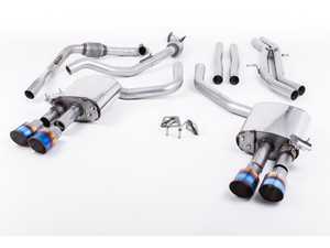 ES#3240930 - SSXAU653 - Cat-Back Exhaust System - Non-Resonated (Louder) - 2.50" stainless steel with quad GT-100 burnt titanium tips - Milltek Sport - Audi