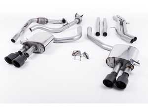 ES#3240932 - SSXAU651 - Cat-Back Exhaust System - Non-Resonated (Louder) - 2.50" stainless steel with quad GT-100 carakote black tips - Milltek Sport - Audi