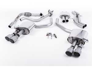 ES#3240920 - SSXAU642 - Cat-Back Exhaust System - Resonated With Exhaust Valves - 2.50" stainless steel with quad GT100 titanium tips - Milltek Sport - Audi