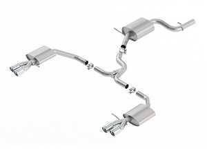 ES#3245331 - 140705 - Borla S-Type 2.5" Cat-Back Exhaust System - 2.5" stainless steel with quad 3.19" round-rolled, angle-cut tips - Borla - Volkswagen