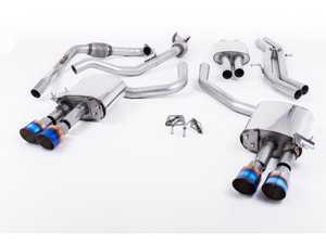 ES#3236278 - SSXAU643 - Cat-Back Exhaust System - Resonated With Exhaust Valves - 2.50" stainless steel with quad GT-100 burnt titanium tips - Milltek Sport - Audi
