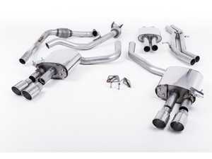 ES#3240924 - SSXAU644 - Cat-Back Exhaust System - Resonated With Exhaust Valves - 2.50" stainless steel with quad GT-90 polished tips - Milltek Sport - Audi