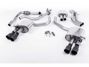 ES#3240923 - SSXAU645 - Cat-Back Exhaust System - Resonated With Exhaust Valves - 2.50" stainless steel with quad GT90 cerakote black tips - Milltek Sport - Audi