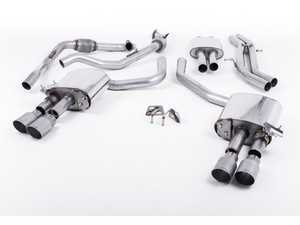 ES#3240925 - SSXAU646 - Cat-Back Exhaust System - Resonated With Exhaust Valves - 2.50" stainless steel with quad GT-90 titanium tips - Milltek Sport - Audi
