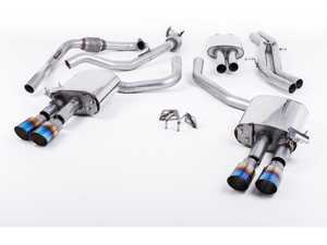 ES#3240921 - SSXAU647 - Cat-Back Exhaust System - Resonated With Exhaust Valves - 2.50" stainless steel with quad GT90 burnt titanium tips - Milltek Sport - Audi