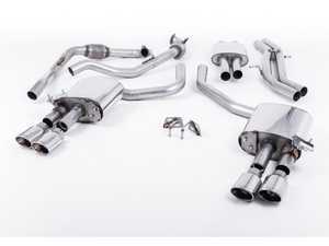 ES#3240928 - SSXAU648 - Cat-Back Exhaust System - Resonated With Exhaust Valves - 2.50" stainless steel with quad polished oval tips - Milltek Sport - Audi