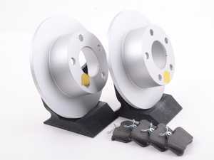 ES#3145538 - ESK515 - Power Stop Euro-Stop Premium Rear Brake Kit (245mm) - A premium OE-equivalent rear axle upgrade featuring ECE-R90 certified brake pads, genuine Geomet coated high-carbon smooth rotors, and premium installation hardware. - Power Stop - Volkswagen