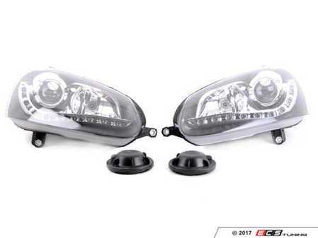 ES#3220990 - D41-1108P-LEHM2 - R8 Style Projector Headlight Set - Black  - (NO LONGER AVAILABLE) - Features Audi style LED daytime running lights and D2S compatible projector housings - Depo - 