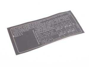 ES#185224 - 71242282106 - Tire Pressure Label - (NO LONGER AVAILABLE) - Genuine BMW - 