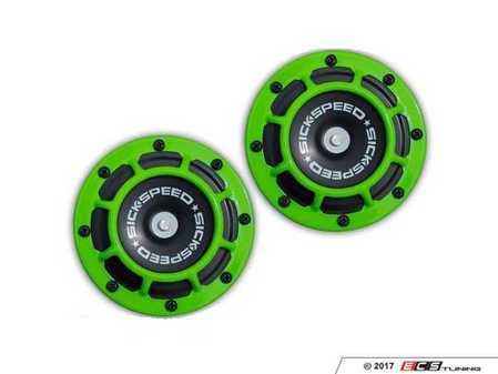 ES#3247893 - BTH-S203GR - 2 Piece Super Loud Horn Kit - Green - Upgraded 118dB horns in the color of your choice - Sickspeed - Audi BMW Volkswagen Mercedes Benz MINI Porsche