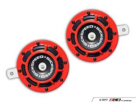 ES#3247896 - BTH-S203RD - 2 Piece Super Loud Horn Kit - Red - Upgraded 118dB horns in the color of your choice - Sickspeed - Audi BMW Volkswagen Mercedes Benz MINI Porsche