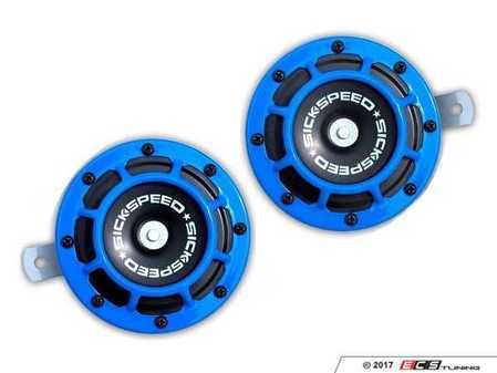 ES#3247898 - BTH-S203BU - 2 Piece Super Loud Horn Kit - Blue - Upgraded 118dB horns in the color of your choice - Sickspeed - Audi BMW Volkswagen Mercedes Benz MINI Porsche