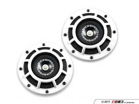 ES#3247902 - BTH-S203WH - 2 Piece Super Loud Horn Kit - White - Upgraded 118dB horns in the color of your choice - Sickspeed - Audi BMW Volkswagen Mercedes Benz MINI Porsche