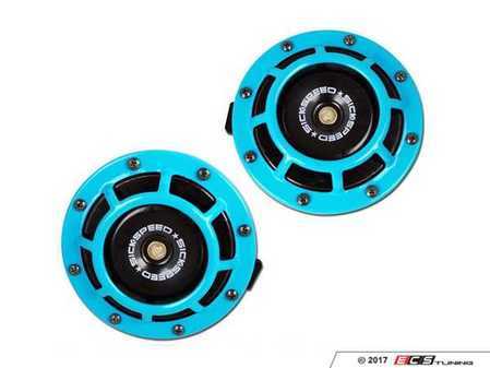 ES#3247903 - BTH-S203TL - 2 Piece Super Loud Horn Kit - Teal - Upgraded 118dB horns in the color of your choice - Sickspeed - Audi BMW Volkswagen Mercedes Benz MINI Porsche