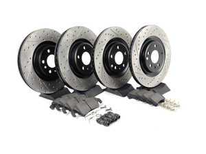 ES#3224035 - 935.33048 - Street Performance Axle Pack Service Kit - Drilled & Slotted - Front & Rear  - Featuring Stoptech Drilled & Slotted rotors and Stoptech Street pads - StopTech - Audi