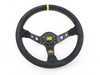 ES#3192160 - OD/2012 - Corsica Racing Steering Wheel - Black/Yellow Suede - Universal sport steering wheel with a 330mm diameter. - OMP - BMW