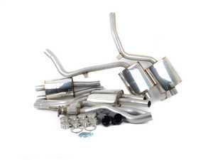 ES#3245430 - SSXAU556 - Cat-Back Exhaust System - Resonated - 2.37" stainless steel with quad 80mm GT80 black Cerakote tips - Milltek Sport - Audi