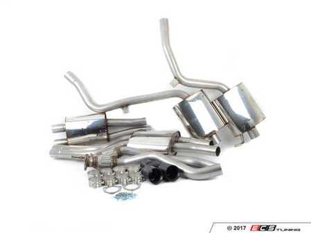 ES#3245430 - SSXAU556 - Cat-Back Exhaust System - Resonated - 2.37" stainless steel with quad 80mm GT80 black Cerakote tips - Milltek Sport - Audi