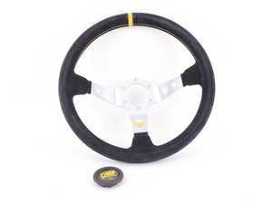 ES#3192146 - OD/1954 - Corsica Racing Steering Wheel - Black/Yellow Suede - Universal sport steering wheel with a 350mm diameter. - OMP - BMW