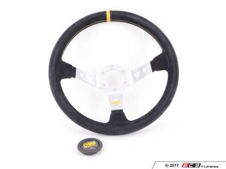 ES#3192146 - OD/1954 - Corsica Racing Steering Wheel - Black/Yellow Suede - Universal sport steering wheel with a 350mm diameter. - OMP - BMW