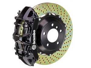 ES#3410427 - 1N1.9059A1 - Brembo GT Front Big Brake Kit - 2 Piece Drilled Rotors (380x34) - Featuring Black 6 piston calipers, stainless brake lines and Brembo Sport brake pads - Brembo - Audi