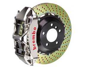 ES#3410428 - 1N1.9059A3 - Brembo GT Front Big Brake Kit - 2 Piece Drilled Rotors (380x34) - Featuring Machined Billet Monobloc 6 piston calipers, stainless brake lines and Brembo High Performance brake pads - Brembo - Audi
