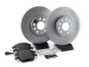 ES#3145434 - ESK2963 - Power Stop Euro-Stop Premium Front Brake Kit (312mm) - A premium OE-equivalent front axle upgrade featuring ECE-R90 certified brake pads, genuine Geomet coated high-carbon smooth vented rotors, and an integrated electronic wear sensor. - Power Stop - Volkswagen
