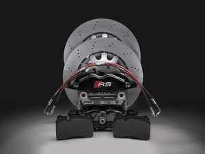 ES#3410172 - 8j0615108bKT - Front TTRS Big Brake Kit - Drilled Rotors (370x32) - Upgrade your stopping power to that of the TTRS - Featuring 4-piston calipers, 370mm drilled rotors, & ECS Stainless lines! - Assembled By ECS - Audi Volkswagen