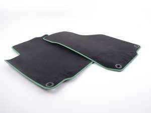ES#311384 - 1J1061225EBLJT - Front Floor Mats - Carpeted - (NO LONGER AVAILABLE) - Black floor mats with green edges - Genuine Volkswagen Audi - 