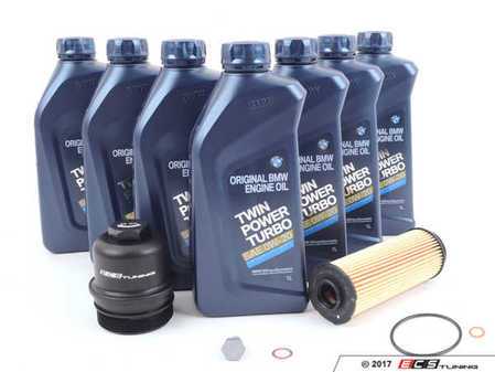 ES#3410279 - 83212365954KT2 - 0W-20 Genuine BMW Oil Change Kit - With ECS Aluminum Oil Filter Cap - Includes ECS Billet Aluminum Oil Filter Cap to prevent damaged threads or rounded heads! - Assembled By ECS - BMW