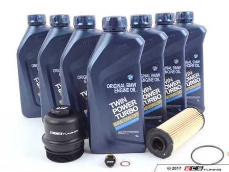 ES#3410320 - 83212365954KT5 - 0W-30 Genuine BMW Oil Change Kit - With ECS Magnetic Drain Plug And Aluminum Oil Filter Cap - Includes ECS magnetic drain plug for superior engine protection and Billet Aluminum Oil Filter Cap to prevent damaged threads or rounded heads! - Assembled By ECS - BMW